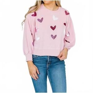 NEW MARY SQUARE millie hearts sweatshirt in pink